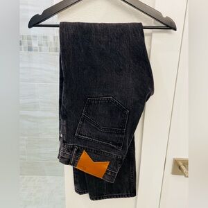 RHUDE Men's  Bandana Embroidered straight leg Black Jeans